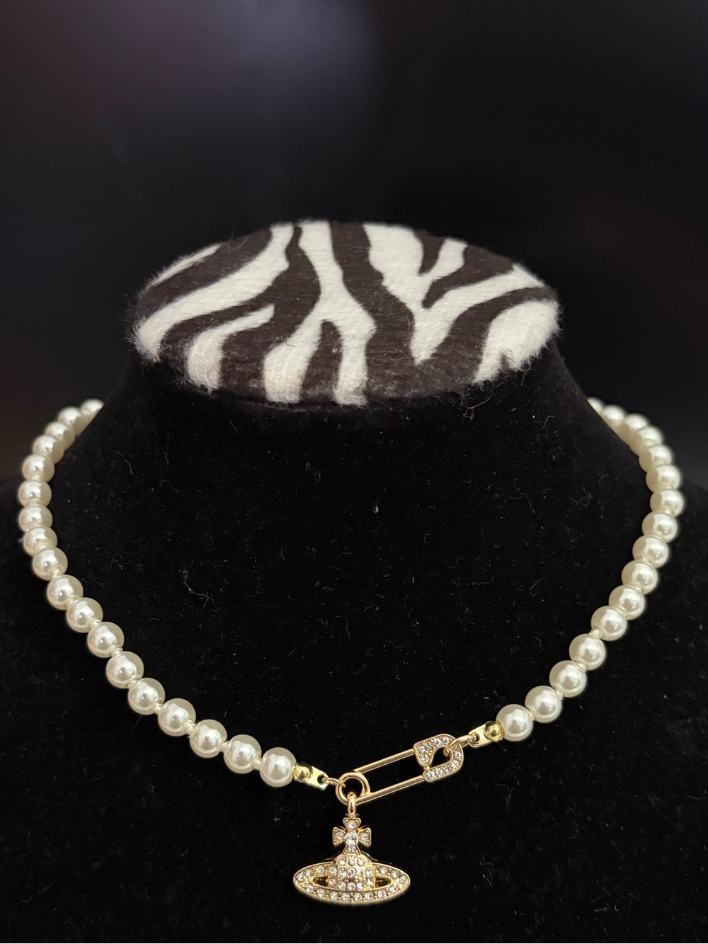 Vivienne Westwood Pearl Chain Necklace with Gold Orb Charm